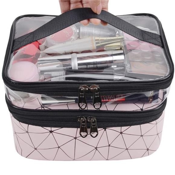 Makeup Bags Double layer Travel Cosmetic Cases Make up Organizer Toiletry Bags - Picture 3 of 6